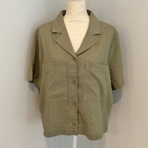 Olive Green Button-Up Top